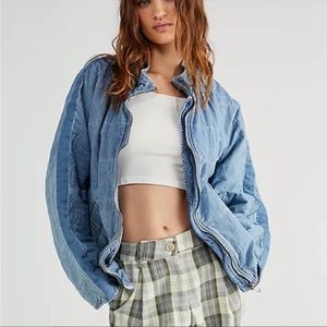 Free People Doman Quilted Jean Jacket NWOT Medium